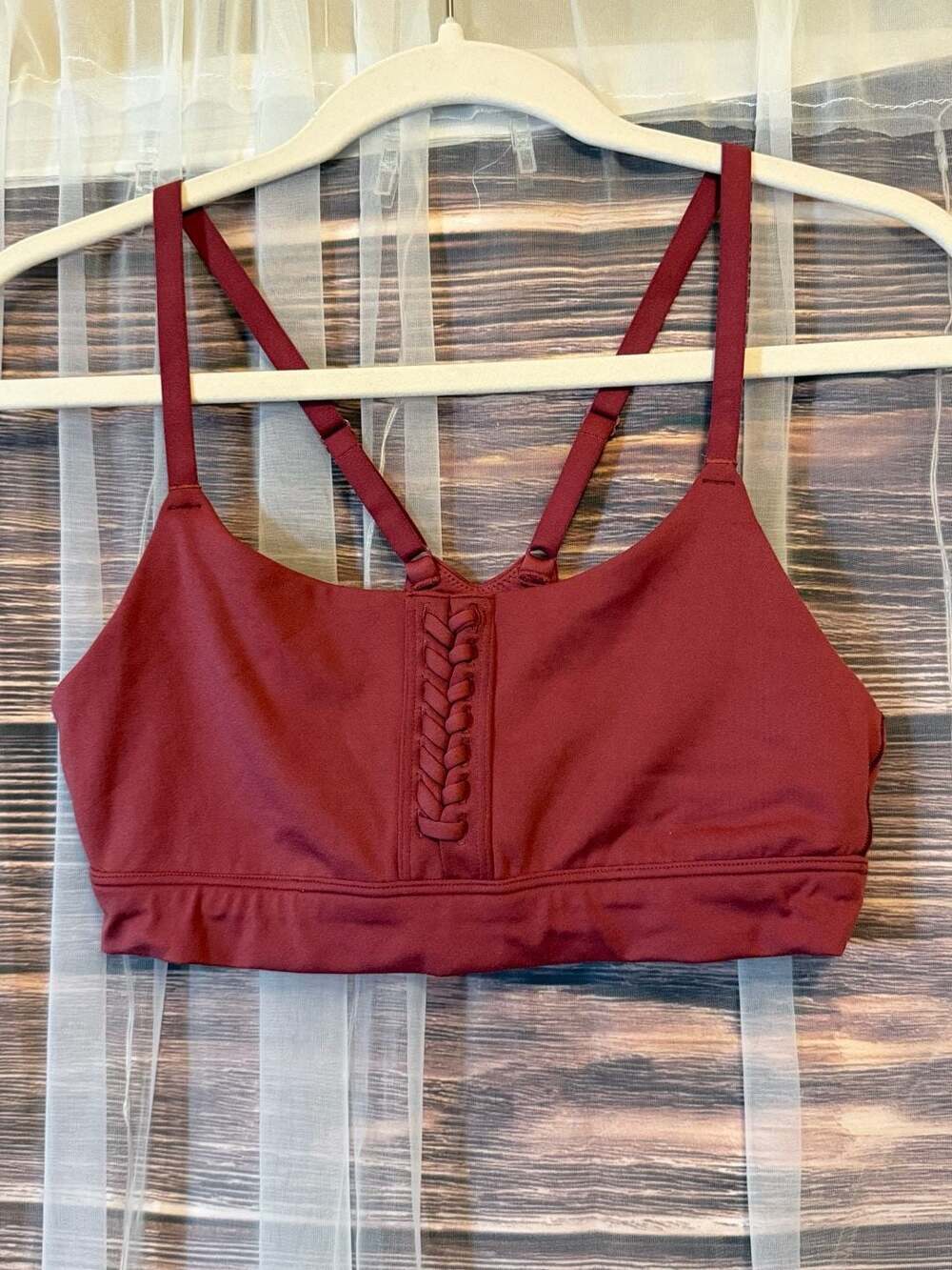 OFFLINE by Aerie Real Me Lace-Up Medium Support Sports Bra in Brick